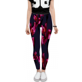 leggings с принтом Flowers в Сыктывкаре, 80% полиэстер, 20% эластан | Эластичный пояс, зауженные к низу, низкая посадка | 