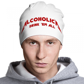 beanie с принтом Alcoholica в Сыктывкаре,  |  | Тематика изображения на принте: 