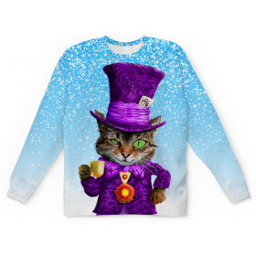 full_print_kids_sweatshirt с принтом Чеширский котик в Сыктывкаре,  |  | Тематика изображения на принте: 