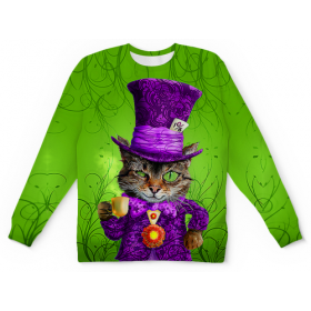 full_print_kids_sweatshirt с принтом Чеширский котик в Сыктывкаре,  |  | Тематика изображения на принте: 