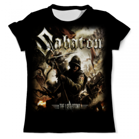 full_print_tee с принтом Sabaton в Сыктывкаре, Футболка с нанесением полноцветного изображения по всей поверхности может быть выполнена в двух вариантах - ХЛОПОК и СИНТЕТИКА. | Хлопок - ткань из 100% хлопка высшего качества пенье.  <br>Синтетика - ткань с высоким содержанием синтетического волокна (до 80%).  Материал хорошо тянется, имеет приятную на ощупь фактуру | 