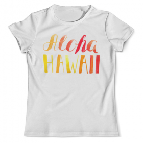 full_print_tee с принтом Aloha Hawaii в Сыктывкаре, Футболка с нанесением полноцветного изображения по всей поверхности может быть выполнена в двух вариантах - ХЛОПОК и СИНТЕТИКА. | Хлопок - ткань из 100% хлопка высшего качества пенье.  <br>Синтетика - ткань с высоким содержанием синтетического волокна (до 80%).  Материал хорошо тянется, имеет приятную на ощупь фактуру | 