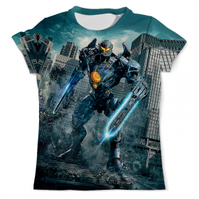 full_print_tee с принтом Pacific Rim в Сыктывкаре, Футболка с нанесением полноцветного изображения по всей поверхности может быть выполнена в двух вариантах - ХЛОПОК и СИНТЕТИКА. | Хлопок - ткань из 100% хлопка высшего качества пенье.  <br>Синтетика - ткань с высоким содержанием синтетического волокна (до 80%).  Материал хорошо тянется, имеет приятную на ощупь фактуру | Тематика изображения на принте: 