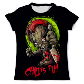 full_print_tee с принтом Chucky (Childs Play) в Сыктывкаре, Футболка с нанесением полноцветного изображения по всей поверхности может быть выполнена в двух вариантах - ХЛОПОК и СИНТЕТИКА. | Хлопок - ткань из 100% хлопка высшего качества пенье.  <br>Синтетика - ткань с высоким содержанием синтетического волокна (до 80%).  Материал хорошо тянется, имеет приятную на ощупь фактуру | Тематика изображения на принте: 