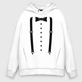 Мужское худи Oversize хлопок с принтом Gentleman в Сыктывкаре, френч-терри — 70% хлопок, 30% полиэстер. Мягкий теплый начес внутри —100% хлопок | боковые карманы, эластичные манжеты и нижняя кромка, капюшон на магнитной кнопке | галстук | костюм | одежда | подтяжки | рубашка