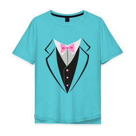 Мужская футболка хлопок Oversize с принтом Смокинг в Сыктывкаре, 100% хлопок | свободный крой, круглый ворот, “спинка” длиннее передней части | смокинг