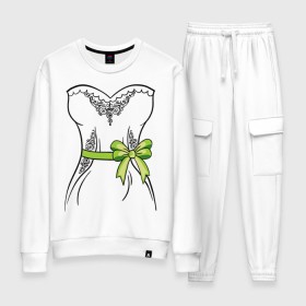 Женский костюм хлопок с принтом Платье невесты в Сыктывкаре, 100% хлопок | на свитшоте круглая горловина, мягкая резинка по низу. Брюки заужены к низу, на них два вида карманов: два 