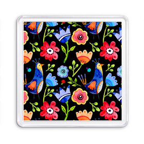 Магнит 55*55 с принтом цветочный принт в Сыктывкаре, Пластик | Размер: 65*65 мм; Размер печати: 55*55 мм | Тематика изображения на принте: акварель | графика | зелень | лес | лето | листья | принт | рисунок | цветок