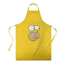 Фартук 3D с принтом face gomer в Сыктывкаре, 100% полиэстер | общий размер — 65 х 85 см, ширина нагрудника — 26 см, горловина — 53 см, длина завязок — 54 см, общий обхват в поясе — 173 см. Принт на завязках и на горловине наносится с двух сторон, на основной части фартука — только с внешней стороны | гомер | гомера | лицо | симпсон