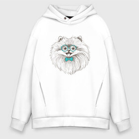 Мужское худи Oversize хлопок с принтом Немецкий шпиц в очках в Сыктывкаре, френч-терри — 70% хлопок, 30% полиэстер. Мягкий теплый начес внутри —100% хлопок | боковые карманы, эластичные манжеты и нижняя кромка, капюшон на магнитной кнопке | домашние животные | немецкий шпиц | пес | песик | собака | собачка | шпиц