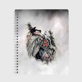 Тетрадь с принтом Велес в Сыктывкаре, 100% бумага | 48 листов, плотность листов — 60 г/м2, плотность картонной обложки — 250 г/м2. Листы скреплены сбоку удобной пружинной спиралью. Уголки страниц и обложки скругленные. Цвет линий — светло-серый
 | ethnic | folk | runes | slav | велес | ворон | печать велеса | руны | русь | символ | славяне | фолк | фольклор | этника | этно | язычество