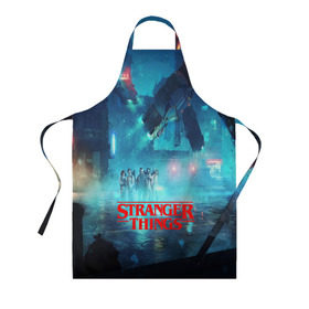 Фартук 3D с принтом Очень странные дела в Сыктывкаре, 100% полиэстер | общий размер — 65 х 85 см, ширина нагрудника — 26 см, горловина — 53 см, длина завязок — 54 см, общий обхват в поясе — 173 см. Принт на завязках и на горловине наносится с двух сторон, на основной части фартука — только с внешней стороны | finn wolfhard | gaten mataraz | millie bobby brown | natalia dyer | stranger things | winona ryder | вайнона райдер | милли бобби браун | оченнь странные дела | очень странные дела | странные события