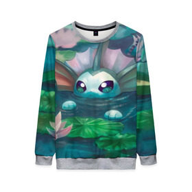 Женский свитшот 3D с принтом Vaporeon в Сыктывкаре, 100% полиэстер с мягким внутренним слоем | круглый вырез горловины, мягкая резинка на манжетах и поясе, свободная посадка по фигуре | detective pikachu | pikachu | pokeball | pokemon | детектив пикачу | пикачу | покебол | покемон