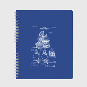Тетрадь с принтом Locomotives в Сыктывкаре, 100% бумага | 48 листов, плотность листов — 60 г/м2, плотность картонной обложки — 250 г/м2. Листы скреплены сбоку удобной пружинной спиралью. Уголки страниц и обложки скругленные. Цвет линий — светло-серый
 | patent | дорога | жд | железная | идея | история | локомотив | паровоз | патент | поезд | поезда | путешествие | путь | разработка | чертеж | чертежи