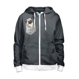 Детская толстовка 3D на молнии с принтом Карманный мопс в Сыктывкаре, 100% полиэстер |  манжеты и пояс оформлены широкой мягкой резинкой, двухслойный капюшон со шнурком для регулировки, спереди карманы и застежка-молния
 | pug | карман | карманный мопс | малыш | милый | мопс | пес | песик | собака | собачка