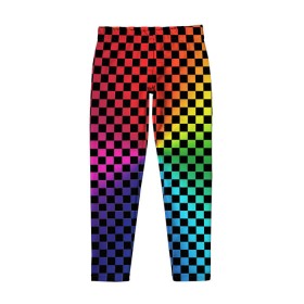 Детские леггинсы 3D с принтом Checkerboard Color в Сыктывкаре, полиэстер 85%, спандекс 15% | эластичный пояс, зауженный крой | checkerboard | gradient | бойчик | в клетку | в клеточку | градиент | клетка | музыка | орнамент | френдзона | шахматная доска | шашки