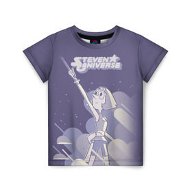 Детская футболка 3D с принтом Steven Universe в Сыктывкаре, 100% гипоаллергенный полиэфир | прямой крой, круглый вырез горловины, длина до линии бедер, чуть спущенное плечо, ткань немного тянется | steven universe | аметист | вселенная стивена | гранат | жемчуг | конни махесваран | кристальные самоцветы | лазурит | ляпис лазурит | перидот | самоцветы | стивен кварц юнивёрс