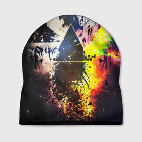 Шапка 3D с принтом PINK FLOYD в Сыктывкаре, 100% полиэстер | универсальный размер, печать по всей поверхности изделия | music | pink floyd | the dark side of the moon | космос | луна | музыка | пинк флойд | призма | рок | треугольник | триангулярная призма