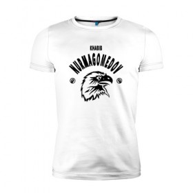 Мужская футболка премиум с принтом Khabib в Сыктывкаре, 92% хлопок, 8% лайкра | приталенный силуэт, круглый вырез ворота, длина до линии бедра, короткий рукав | 242 | 7 | abudhabi | aka | eagle | eagles | khabib | mma | poirier | sep | september | team | ufc | vs | абу даби | дастин | нурмагомедов | орел | порье | пуарье | сентябрь | хабиб