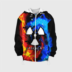 Детская куртка 3D с принтом S T A L K E R 2 в Сыктывкаре, 100% полиэстер | застежка — молния, подол и капюшон оформлены резинкой с фиксаторами, по бокам — два кармана без застежек, один потайной карман на груди, плотность верхнего слоя — 90 г/м2; плотность флисового подклада — 260 г/м2 | game | stalker | stalker 2 | глуховский | радиация | сталкер | сталкеры | чернобыль | ядерный взрыв