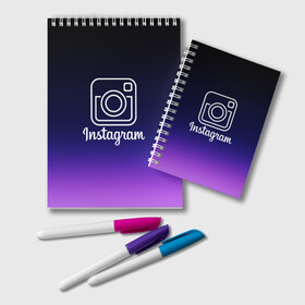 Блокнот с принтом INSTAGRAM в Сыктывкаре, 100% бумага | 48 листов, плотность листов — 60 г/м2, плотность картонной обложки — 250 г/м2. Листы скреплены удобной пружинной спиралью. Цвет линий — светло-серый
 | Тематика изображения на принте: insta | instagram | instagramm | social | видео | инста | инстаграм | инстаграмм | приложение | социальная сеть | фото