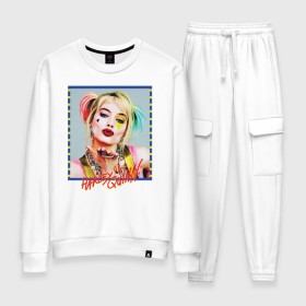 Женский костюм хлопок с принтом Harley Quinn XX в Сыктывкаре, 100% хлопок | на свитшоте круглая горловина, мягкая резинка по низу. Брюки заужены к низу, на них два вида карманов: два 