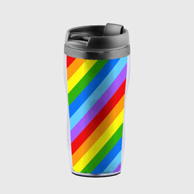 Термокружка-непроливайка с принтом РАДУЖНЫЕ ЛИНИИ в Сыктывкаре, внутренняя часть — пищевой пластик, наружная часть — прозрачный пластик, между ними — полиграфическая вставка с рисунком | объем — 350 мл, герметичная крышка | abstraction | geometry | optic | optical | pattern | visual | абстракция | геометрия | линии | оптические | оптический узор | полосы | психоделика | разводы | текстуры | узор | узоры | фрактал