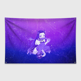 Флаг-баннер с принтом Nezuko в Сыктывкаре, 100% полиэстер | размер 67 х 109 см, плотность ткани — 95 г/м2; по краям флага есть четыре люверса для крепления | kamado | kimetsu no yaiba | nezuko | камадо | незуко