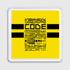 Магнит 55*55 с принтом КОД,программирование,code в Сыктывкаре, Пластик | Размер: 65*65 мм; Размер печати: 55*55 мм | Тематика изображения на принте: code | cyberpunk | danger | error | hacking | input | money | personal data | programming | security