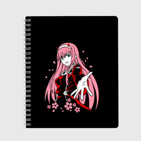 Тетрадь с принтом ZeroTwo (Darling in the Franx) в Сыктывкаре, 100% бумага | 48 листов, плотность листов — 60 г/м2, плотность картонной обложки — 250 г/м2. Листы скреплены сбоку удобной пружинной спиралью. Уголки страниц и обложки скругленные. Цвет линий — светло-серый
 | 002 | 02 | ahegao | anime | darling | franx | franxx | girl | girls | in | senpai | the | two | waifu | zero | zerotwo | аниме | ахегао | вайфу | девушка | семпай | сенпай | тян