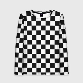 Женский лонгслив 3D с принтом Шахматка в Сыктывкаре, 100% полиэстер | длинные рукава, круглый вырез горловины, полуприлегающий силуэт | абстракция | в клетку | игра | клетка | клеточка | тренд | черно белая | черно белая клетка | шахматка | шахматная клетка | шахматы