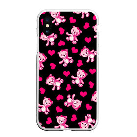 Чехол для iPhone XS Max матовый с принтом Love teddy bear в Сыктывкаре, Силикон | Область печати: задняя сторона чехла, без боковых панелей | bear | heart | love is | pink | teddy | valentines day | бантик | валентина | девушке | дочь | жена | животные | игрушка | лучшая | любимая | любовь | мама | марта | медведь | медвежата | медвежата и сердечки | мишки тедди