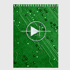 Скетчбук с принтом Печатная плата и диод в Сыктывкаре, 100% бумага
 | 48 листов, плотность листов — 100 г/м2, плотность картонной обложки — 250 г/м2. Листы скреплены сверху удобной пружинной спиралью | диод | обозначение | печатная | пиктограмма | плата | радиодеталь | схема | электроника