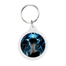 Брелок круглый с принтом Solo leveling Manga в Сыктывкаре, пластик и полированная сталь | круглая форма, металлическое крепление в виде кольца | Тематика изображения на принте: anime | manga | solo leveling | аниме | манга | поднятие уровня в одиночку | улыбка | хэллоуин