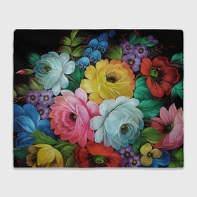 Плед 3D с принтом Три розы в Сыктывкаре, 100% полиэстер | закругленные углы, все края обработаны. Ткань не мнется и не растягивается | букет | декоративная роспись | живопись | жостово | жостовская роспись | розы | цветы