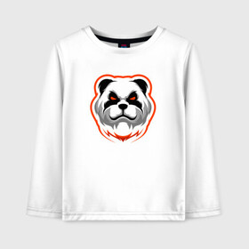 Детский лонгслив хлопок с принтом Панда с красными глазами в Сыктывкаре, 100% хлопок | круглый вырез горловины, полуприлегающий силуэт, длина до линии бедер | cute | dog | pitbull | woof | американский питбультерьер | гав | забавный | пес | песель | песик | питбуль | смешной | собака | собачка | щенок