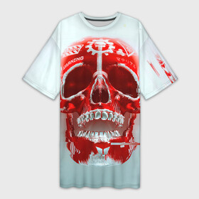 Платье-футболка 3D с принтом Fallout Череп в Сыктывкаре,  |  | fallout | банда черепа | красный череп | радиация | фаллаут череп | фвллаут | череп