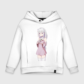 Детское худи Oversize хлопок с принтом Жизнь с нуля в другом мире  в Сыктывкаре, френч-терри — 70% хлопок, 30% полиэстер. Мягкий теплый начес внутри —100% хлопок | боковые карманы, эластичные манжеты и нижняя кромка, капюшон на магнитной кнопке | Тематика изображения на принте: emilia | re zero | re: zero | re: zero – жизнь с нуля в другом мире | аниме | вайфу | манга | ре зеро | эмилия