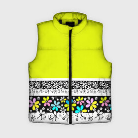 Женский жилет утепленный 3D с принтом Яркий цветочный узор в Сыктывкаре,  |  | абстрактный | для детей | зеленый | неоновый зеленый | разноцветный | современный | цветочный узор