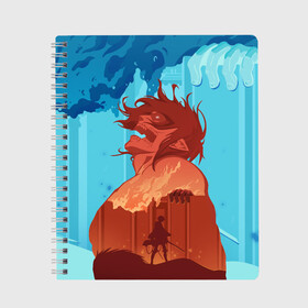 Тетрадь с принтом Attack on Titan в Сыктывкаре, 100% бумага | 48 листов, плотность листов — 60 г/м2, плотность картонной обложки — 250 г/м2. Листы скреплены сбоку удобной пружинной спиралью. Уголки страниц и обложки скругленные. Цвет линий — светло-серый
 | shingeki no kyojin | titan | аниме | атака | атака титанов | титан