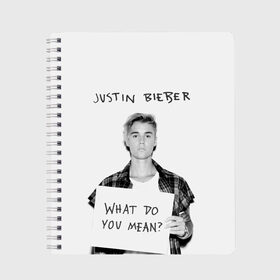 Тетрадь с принтом JUSTIN BIEBER в Сыктывкаре, 100% бумага | 48 листов, плотность листов — 60 г/м2, плотность картонной обложки — 250 г/м2. Листы скреплены сбоку удобной пружинной спиралью. Уголки страниц и обложки скругленные. Цвет линий — светло-серый
 | bieber | boy | justin | mean | music | pop | rnb | song | usa | what | бибер | джастин | музыка | парень | певец | песни | попса | портрет | сша