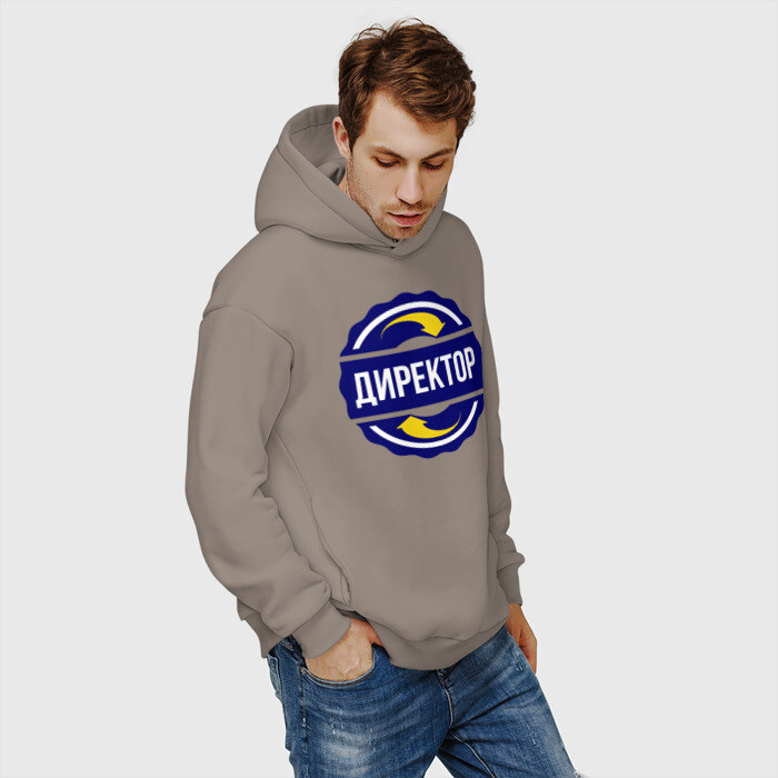Мужское худи Oversize хлопок Эмблема - директор фото